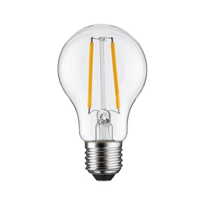 Classic LED light bulb with clear glass and silver base for energy-efficient lighting