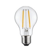 Klassische LED-Glühbirne mit transparentem Glas und silberner Fassung für energiesparende Beleuchtung
