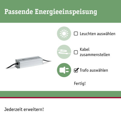 Aluminium LED-Trafo in Silber mit Kabel für passende Energieeinspeisung bei LED-Leuchten
