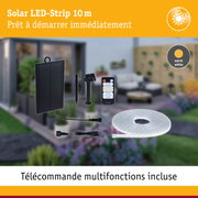 Bande LED solaire 10 m avec télécommande et lumière blanc chaud pour éclairage extérieur économique