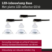 LED-inbouwlamp Base met platte LED-reflector GU10 en robuuste witte metalen ring voor eenvoudige montage