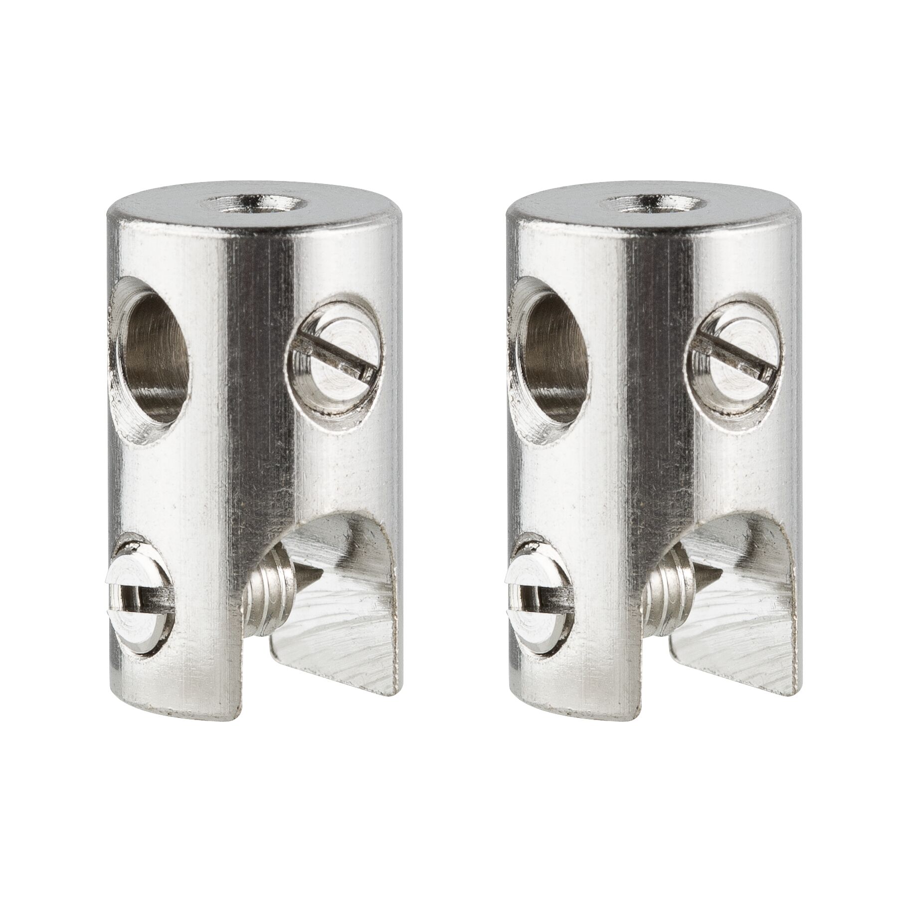 Système sur câbles Corde klotz max. 150W 12V Chrome Deux pinces métalliques argentées avec vis pour fixation dans des systèmes d'éclairage