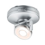 Spot LED de plafond en métal argenté avec tête orientable et bouton marche/arrêt pour éclairage intérieur