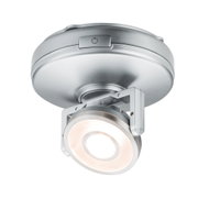 Spot LED de plafond en métal argenté avec tête orientable et bouton marche/arrêt pour éclairage intérieur