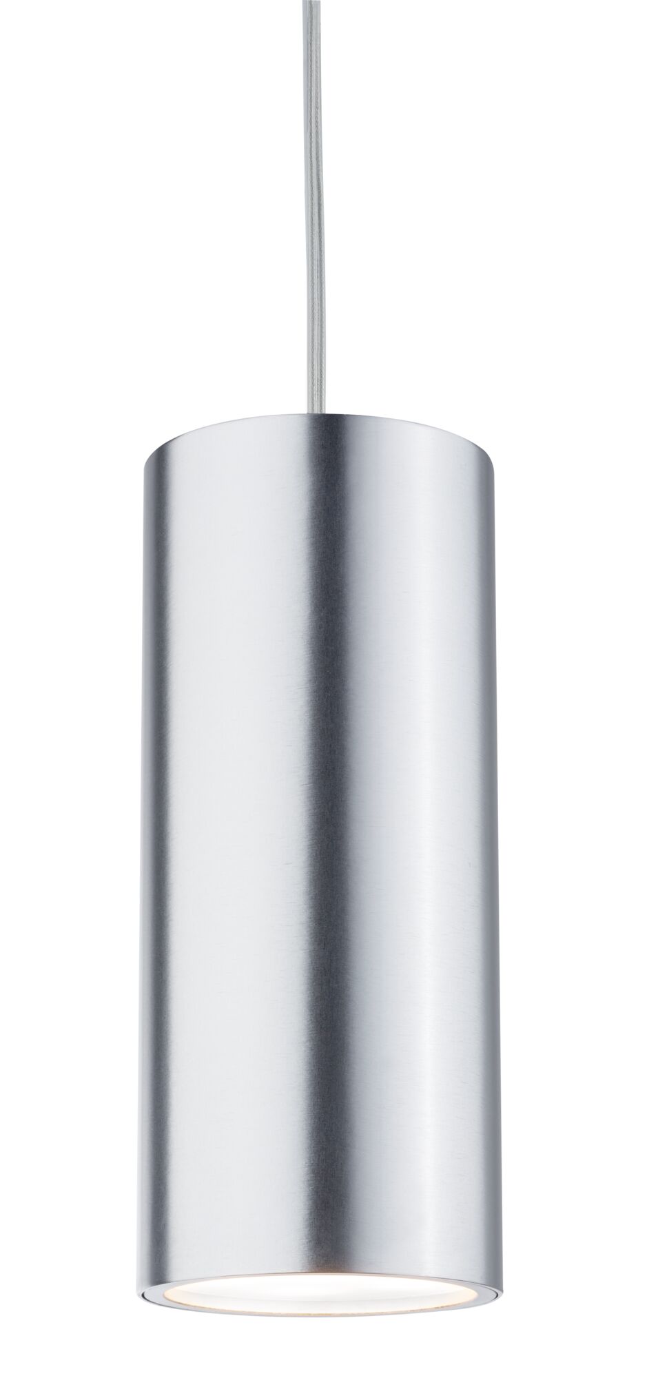 Suspension cylindrique moderne en aluminium argenté pour un éclairage élégant