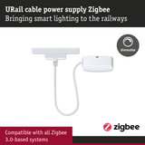 White URail cable power supply compatible with Zigbee for smart dimmable rail lighting systems