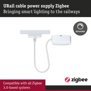 White URail cable power supply compatible with Zigbee for smart dimmable rail lighting systems