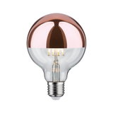 Gloeilamp met koperen spiegelglas en zichtbaar LED-filament voor decoratieve verlichting