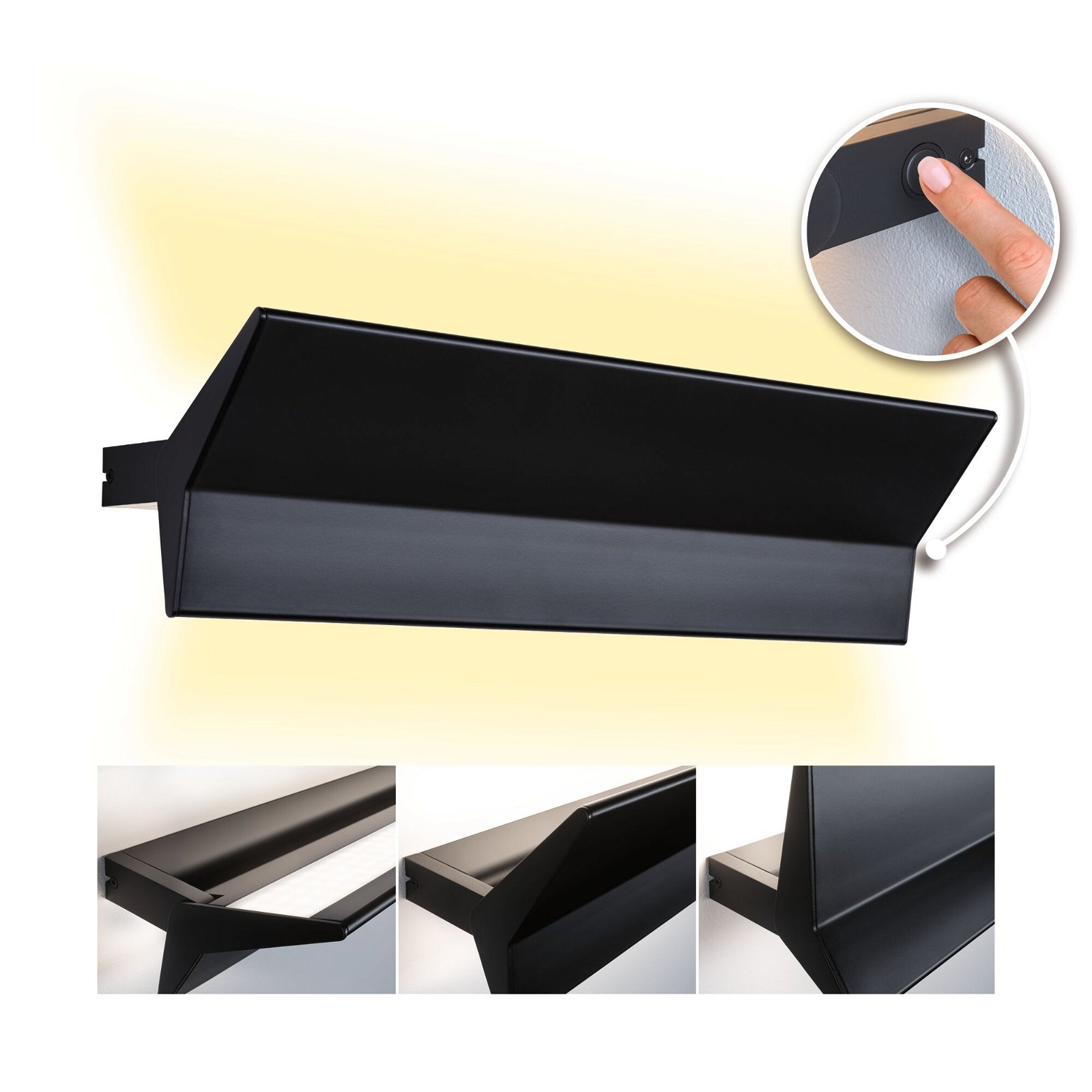 LED Wall luminaire 3-Step-Dim Stine 2700K 1.400lm / 410lm 230V 13 / 1x4W dimmable Black matt