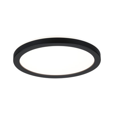 Plafonnier LED rond avec cadre en aluminium noir et diffuseur blanc pour éclairage moderne