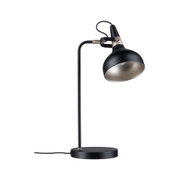 Black metal desk lamp with adjustable shade and round base for focused workspace lighting