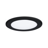 Rund LED-indbygningspanel med sort ramme og hvid diffuser til moderne belysning