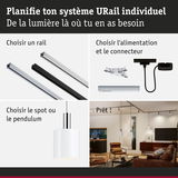 Système modulaire URail avec rails, alimentation et suspension blanche pour un éclairage personnalisé à domicile