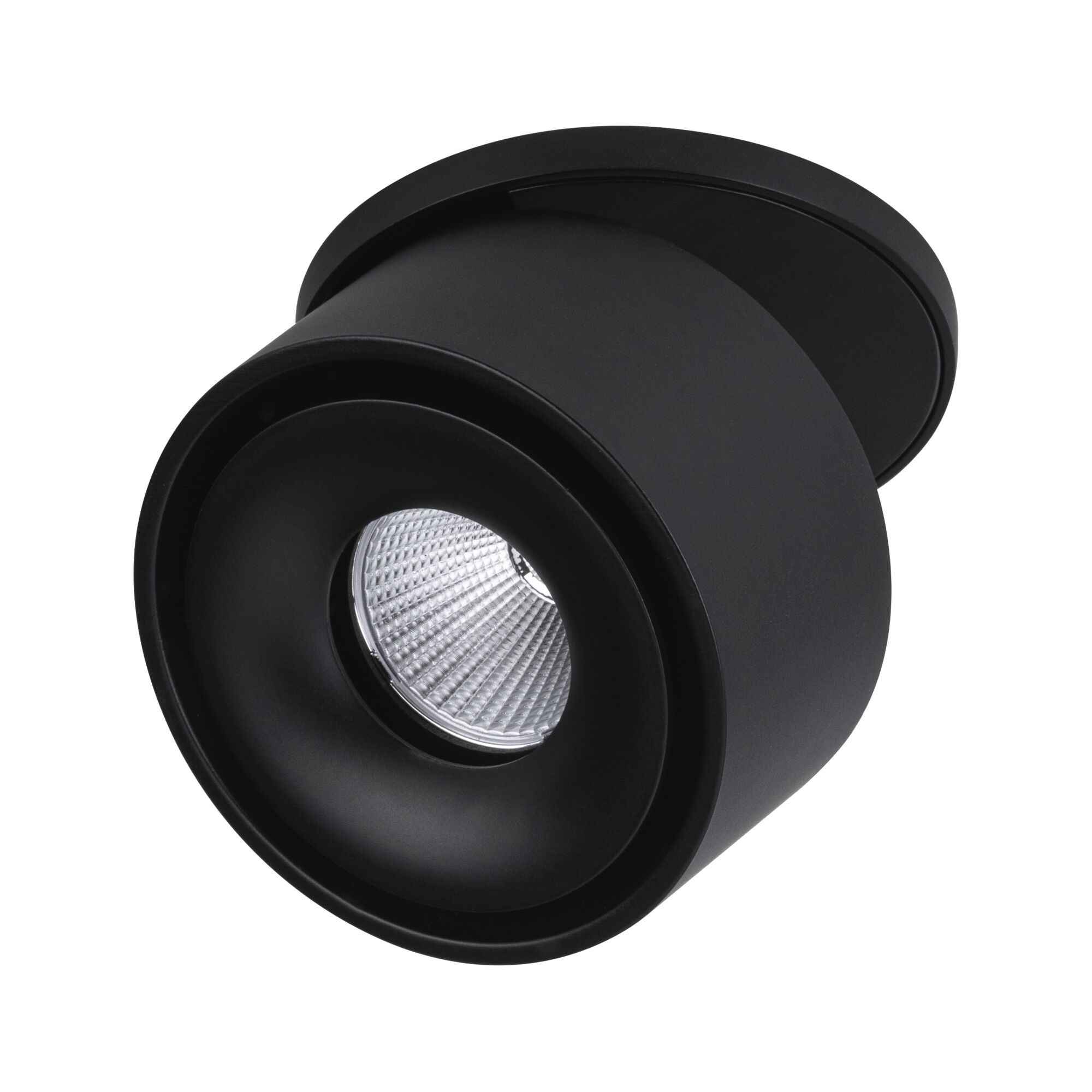 Schwarzer LED-Deckenstrahler aus Metall mit rundem Design für moderne Innenbeleuchtung