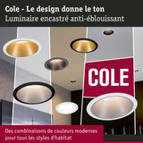 Luminaires encastrés Cole en blanc, noir et or avec design anti-éblouissement pour intérieur moderne