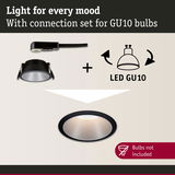 Black recessed spotlight set with GU10 socket for LED bulbs, bulbs not included, modern lighting solution