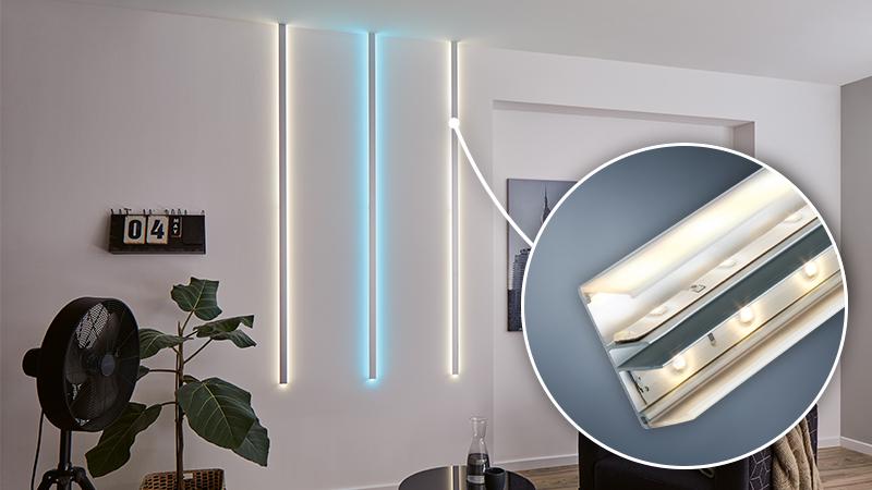 Duo Profil Duo Profil für LED Strips mit zweiseitigem Lichteffekt an der Wand