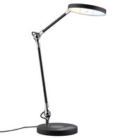 Modern black LED desk lamp with adjustable arm and touch control for office lighting