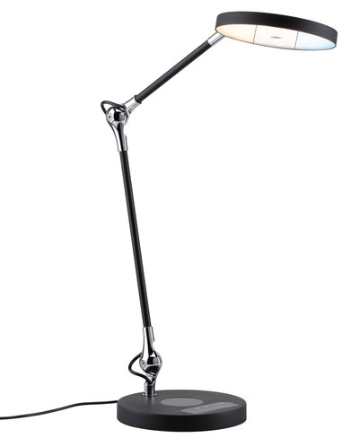 Modern black LED desk lamp with adjustable arm and touch control for office lighting