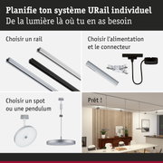 Système de rail URail en aluminium noir et blanc, accessoires pour éclairage LED personnalisé