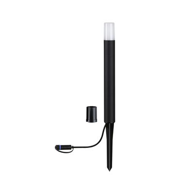 Lanterne de jardin LED noire avec diffuseur blanc et piquet en plastique pour éclairage extérieur