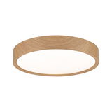 Plafonnier rond avec finition bois et diffuseur blanc pour éclairage intérieur moderne