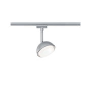 Moderner silberner LED-Spot aus Metall mit schwenkbarem Kopf für flexible Beleuchtung