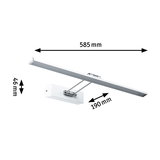 White metal LED picture light with adjustable arm, dimensions 585x190x46 mm for wall mounting