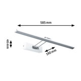 Witte metalen LED-kunstlicht met verstelbare arm, afmetingen 585x190x46 mm voor wandmontage