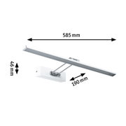 Weiße LED-Bilderleuchte aus Metall mit verstellbarem Arm und Maßen 585x190x46 mm für Wandmontage