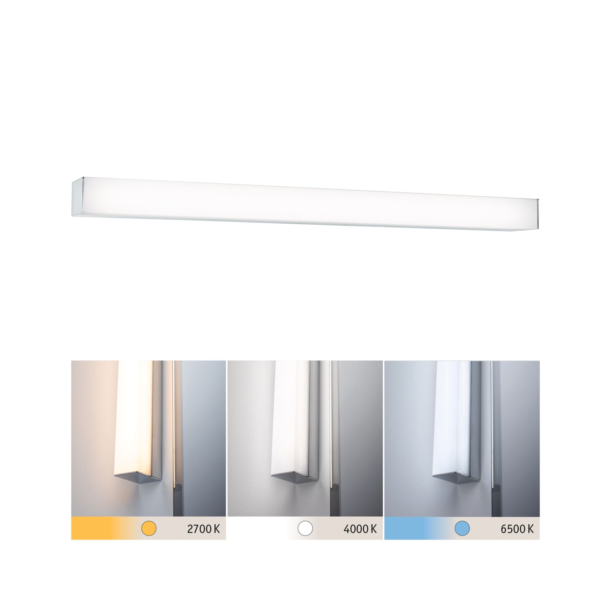 Applique murale LED moderne en métal chromé avec température de couleur réglable de 2700K à 6500K