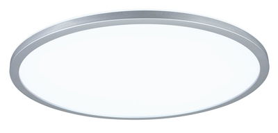 Rundes LED-Deckenlicht mit silbernem Aluminiumrahmen und weißem Diffusor für moderne Raumbeleuchtung