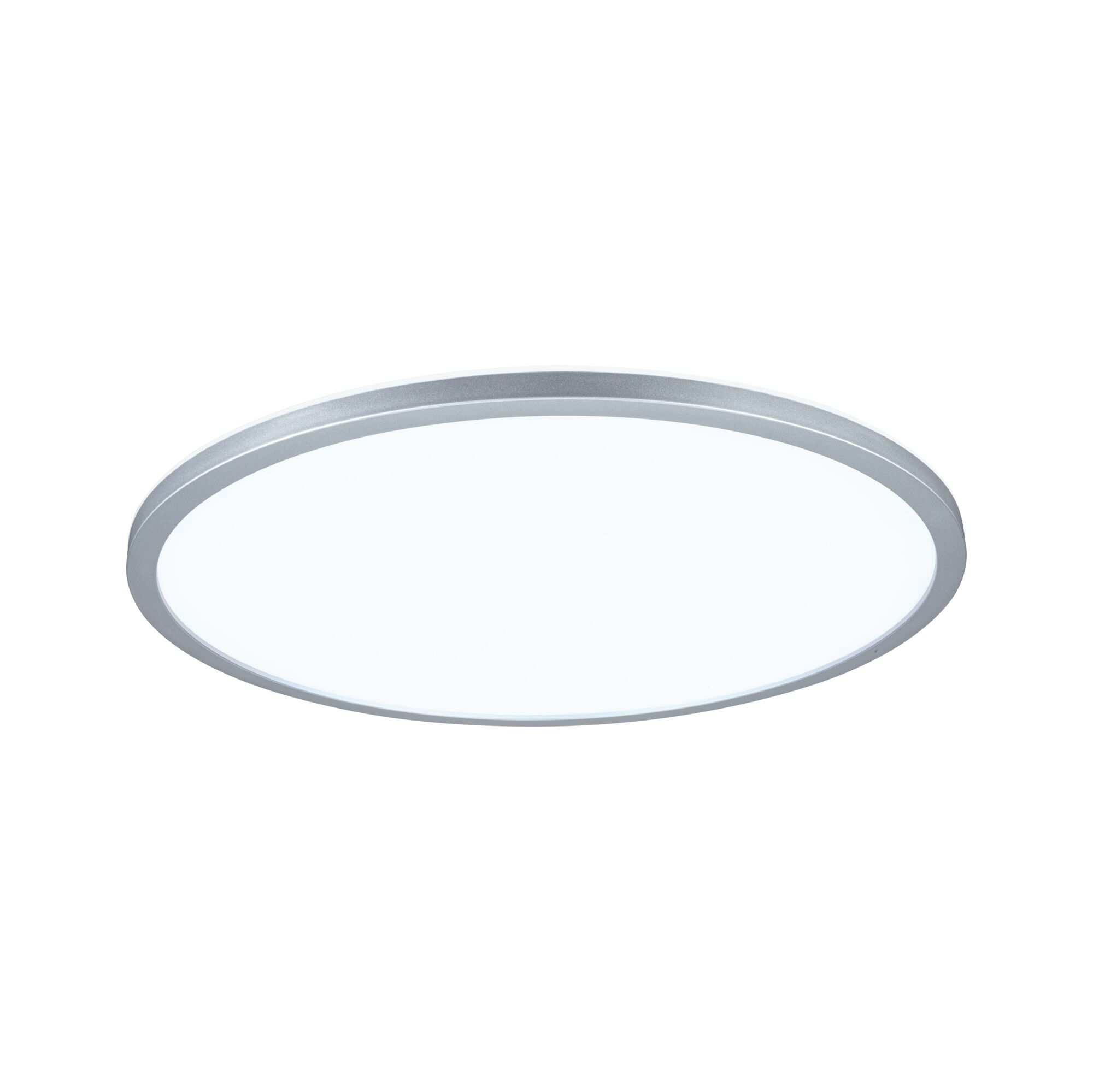 Rundes LED-Deckenlicht mit silbernem Aluminiumrahmen und weißem Diffusor für moderne Raumbeleuchtung