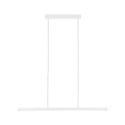 Modern white metal LED pendant light with slim design for living spaces