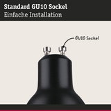 Schwarzer GU10 Sockel aus Kunststoff mit Metallstiften für einfache Installation von LED-Lampen