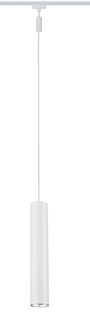 Slim white metal LED pendant light with cylindrical design for modern indoor lighting