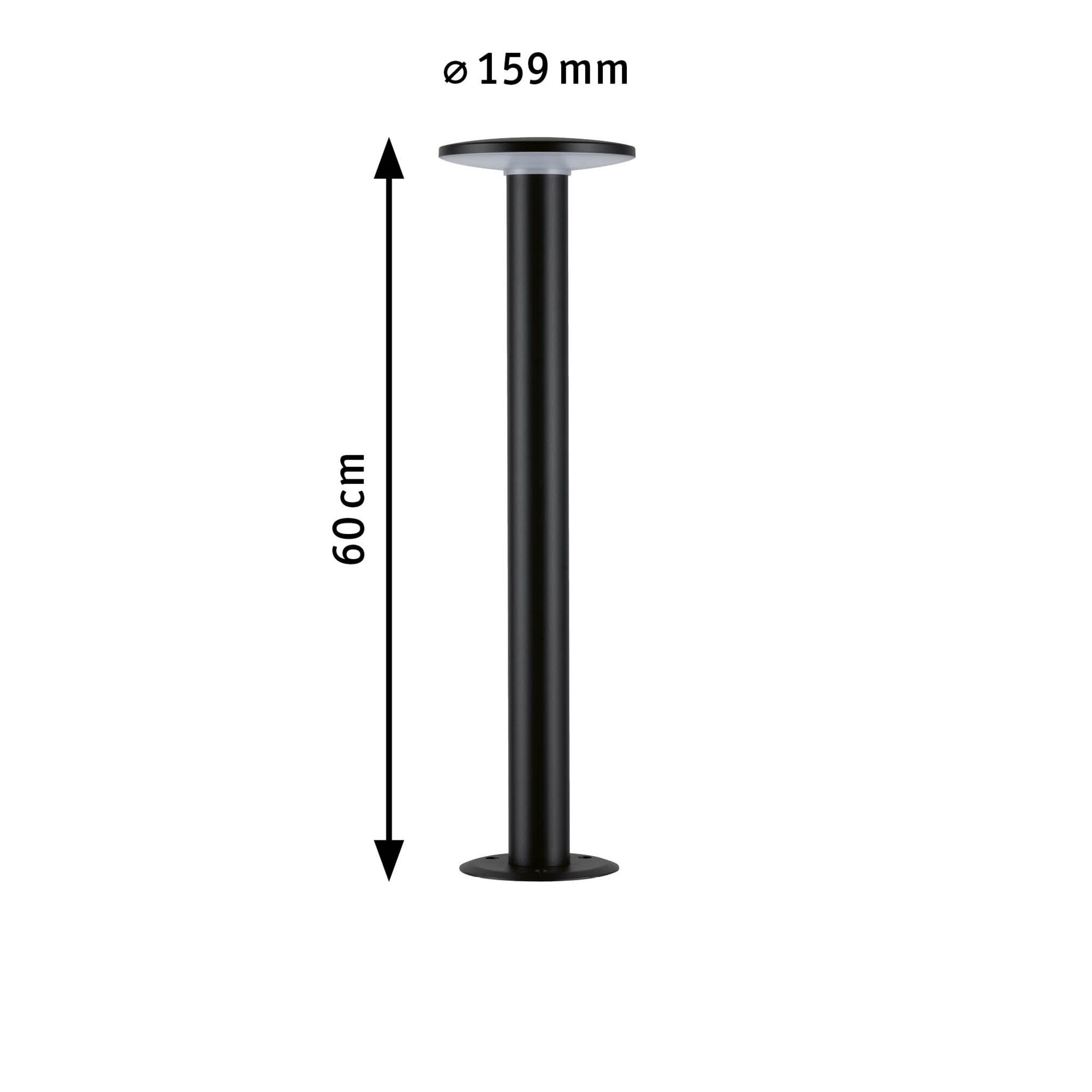 Black metal support 60 cm high with 159 mm diameter for lighting fixture mounting