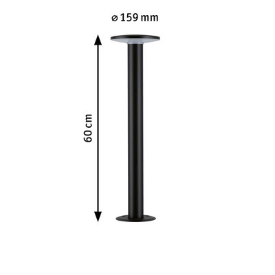 Zwarte metalen steun van 60 cm hoog met 159 mm diameter voor bevestiging van verlichting