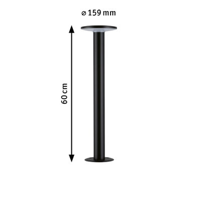 Schwarze Metallstütze mit 60 cm Höhe und 159 mm Durchmesser für Beleuchtungsbefestigung
