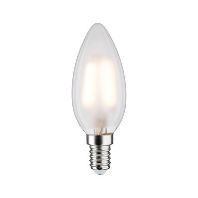 Frosted white LED candle bulb with E14 base made of glass for energy-efficient lighting