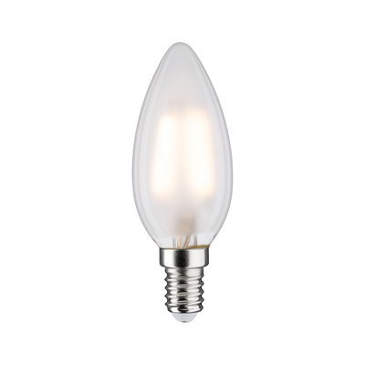 Frosted white LED candle bulb with E14 base made of glass for energy-efficient lighting