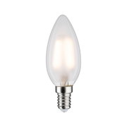 Frosted white LED candle bulb with E14 base made of glass for energy-efficient lighting