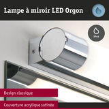 Lampe à miroir LED Orgon avec couverture acrylique satinée et design classique chromé