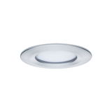 Round LED recessed light in brushed silver aluminum for modern interior lighting solutions