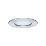 Round LED recessed light in brushed silver aluminum for modern interior lighting solutions