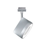 Moderner LED-Spot in Silber mit rundem Leuchtfeld für Schienensysteme, energiesparende Beleuchtung