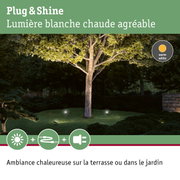 Éclairage extérieur blanc chaud pour jardin et terrasse avec système Plug & Shine