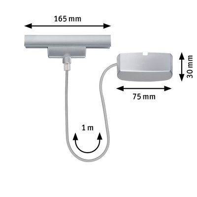 Barre lumineuse en aluminium argenté de 165 mm avec câble de 1 m pour solutions d'éclairage flexibles