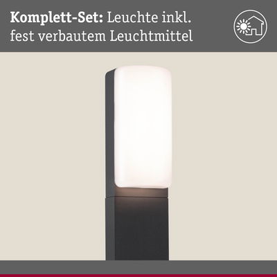 Modernes Außenlicht mit schwarzem Metallgehäuse und weißem Diffusor, energiesparende LED-Leuchte
