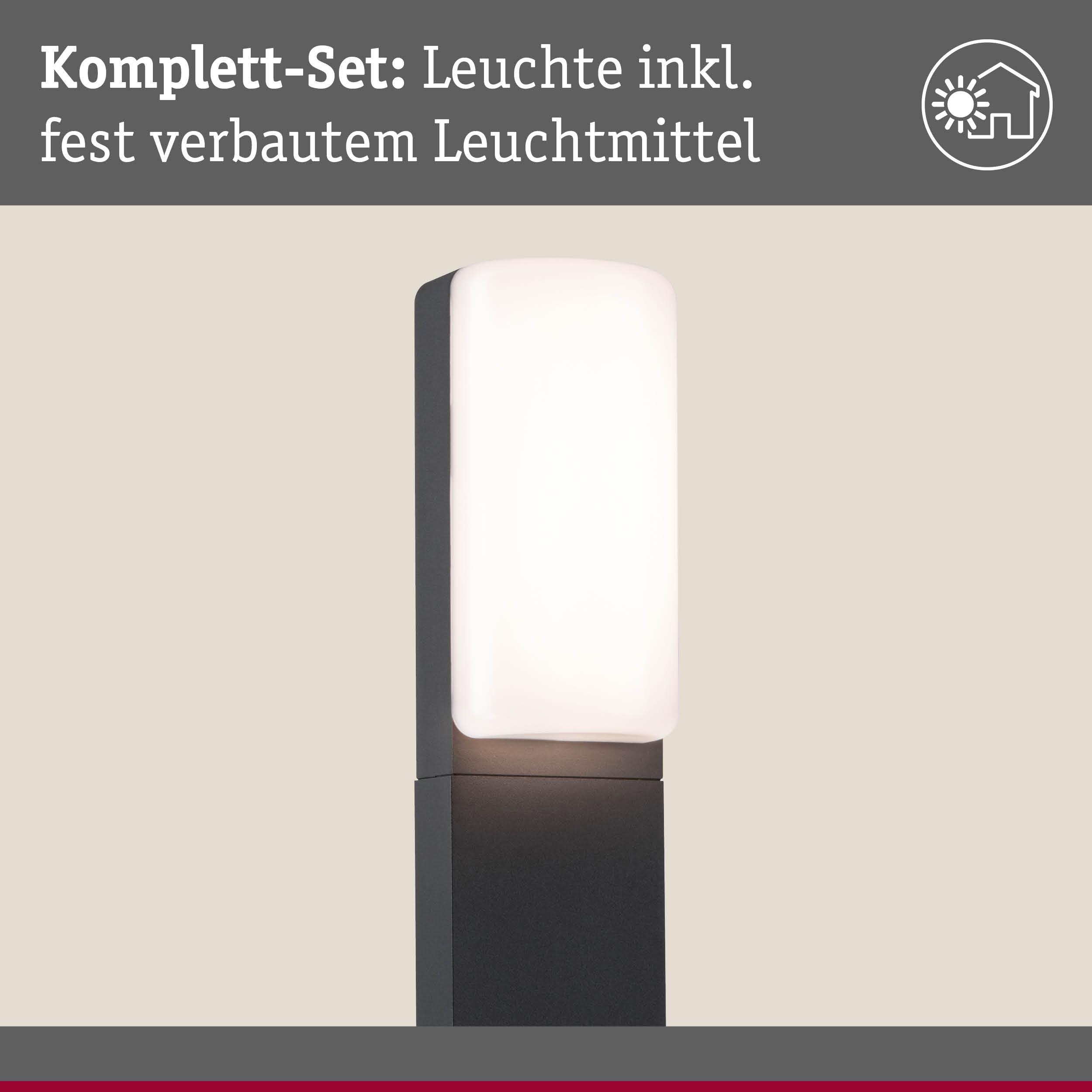 Modernes Außenlicht mit schwarzem Metallgehäuse und weißem Diffusor, energiesparende LED-Leuchte